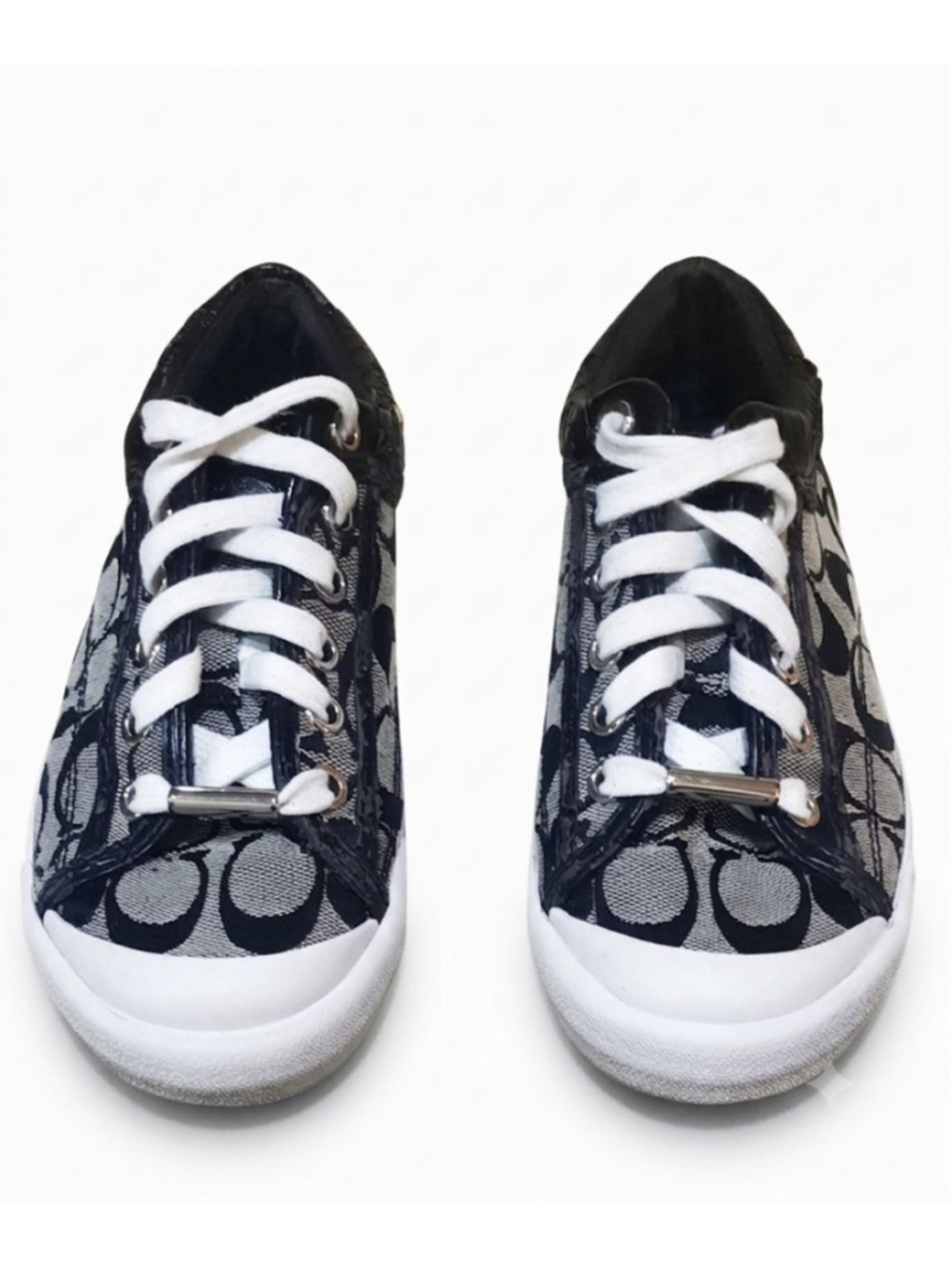 Coach Francesca Signature C Sneakers Women’s 5B Gray Silver Monogram Shoes. - Picture 2 of 7